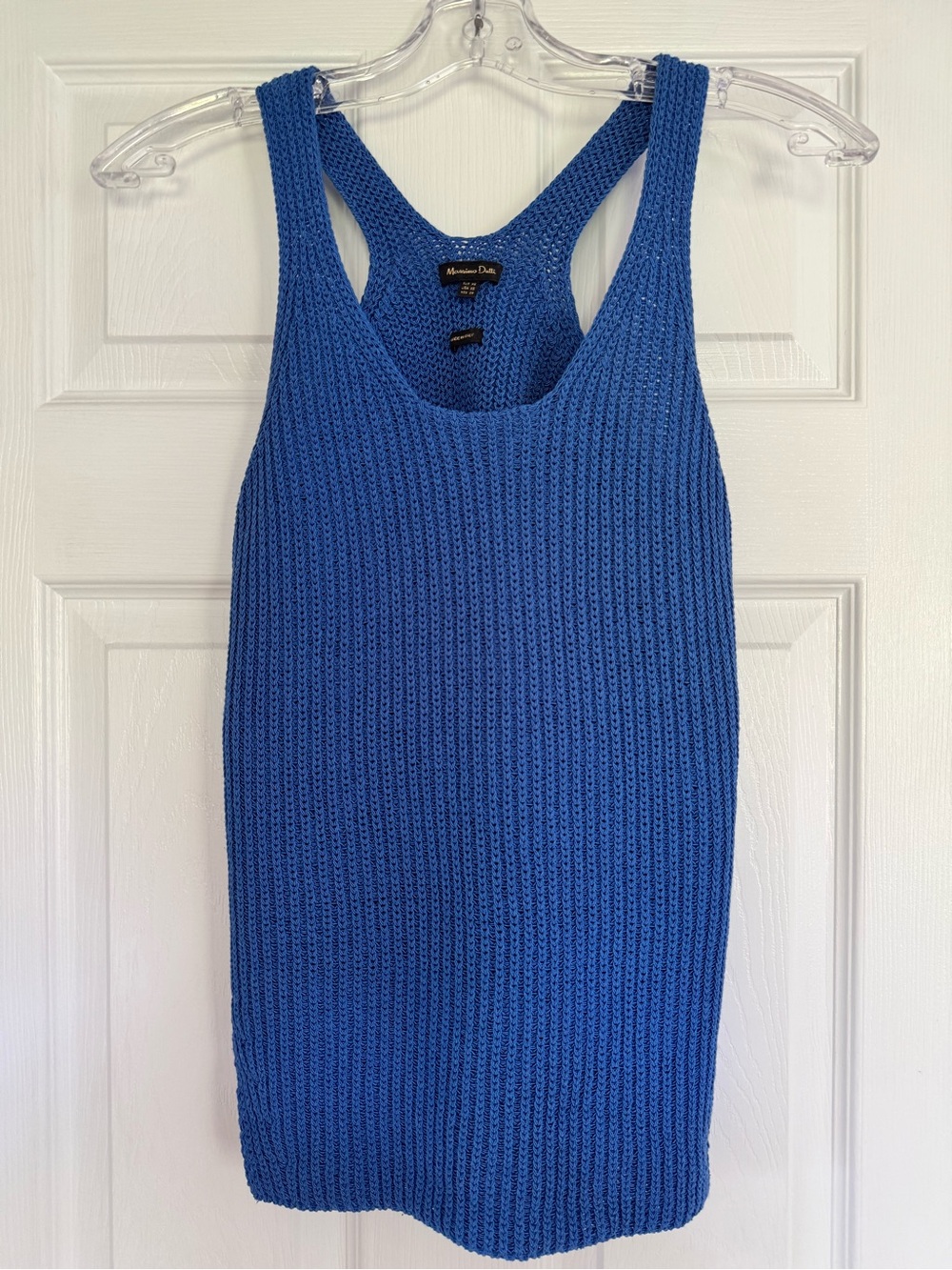 Massimo Dutti Crochet Cotton Knit Tank Top in Royal Blue XS-S